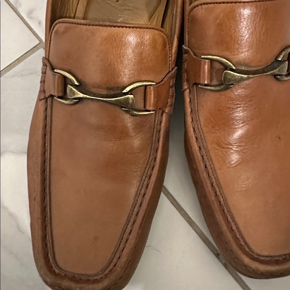 Donald J. Pliner Tan Leather Slip-On Loafers - Picture 2 of 11